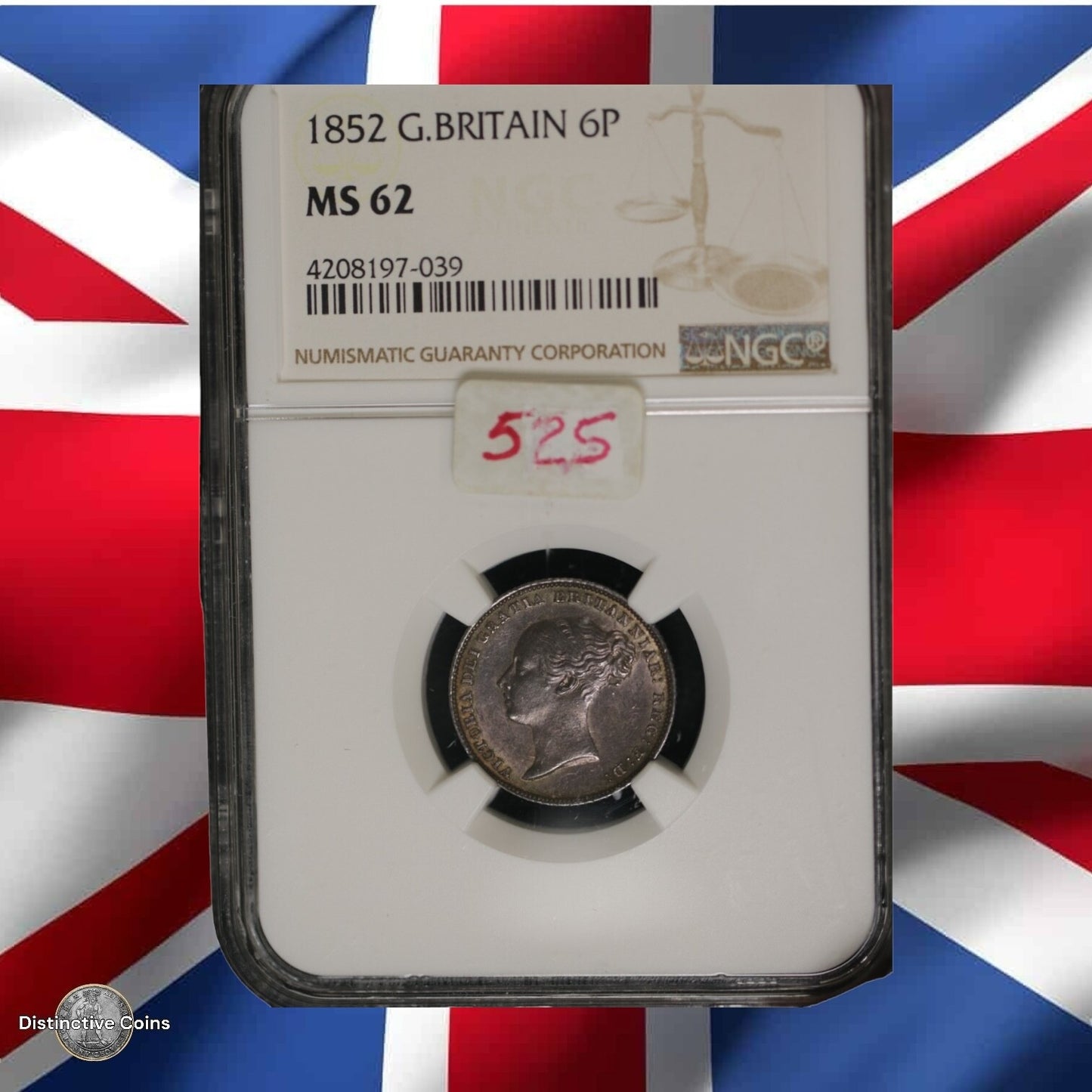 Great Britain 1852 6 Pence NGC MS62