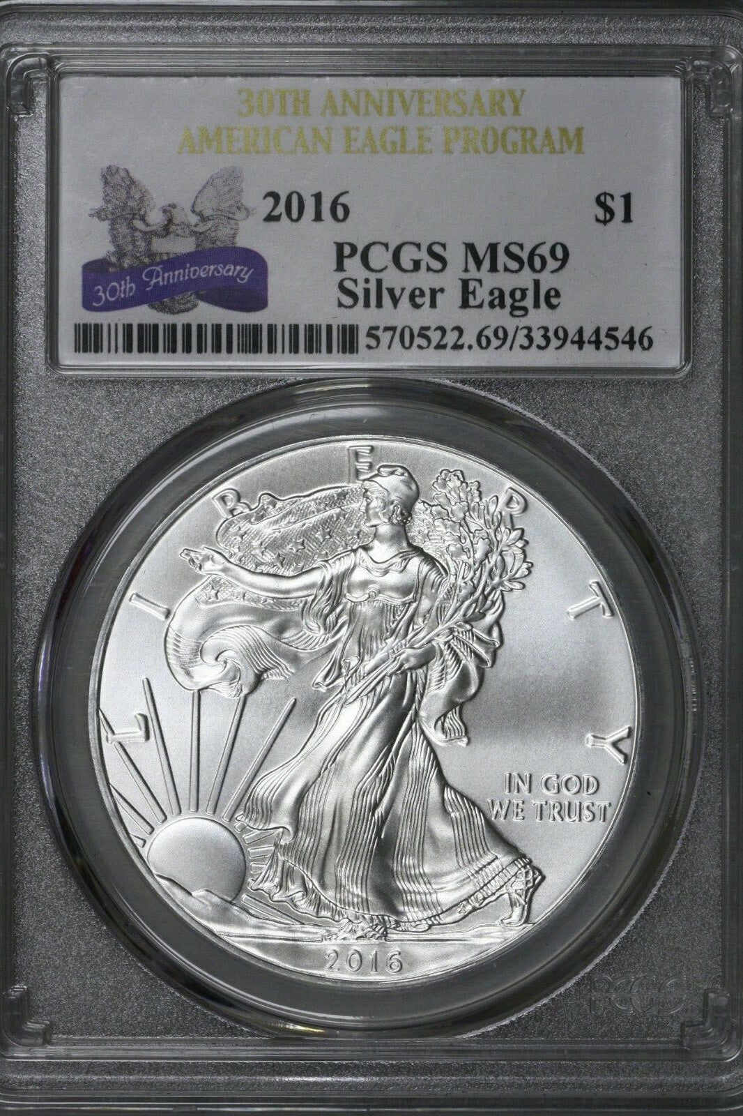 US 2016 Silver Eagle PCGS MS69 30th Anniversary  S675