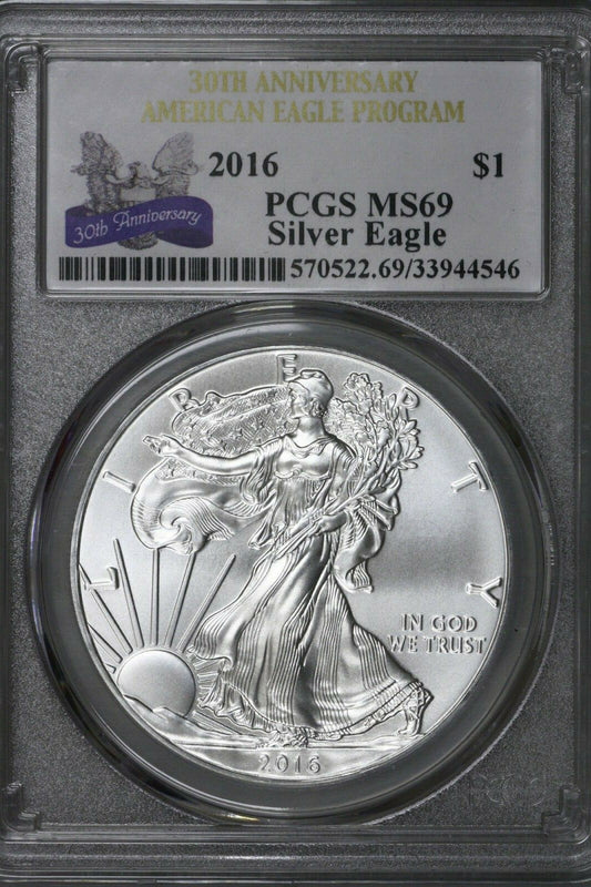 US 2016 Silver Eagle PCGS MS69 30th Anniversary  S675