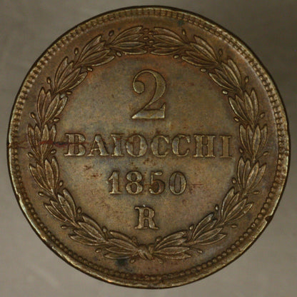 Italy - Papal States 2 Baiocchi 1850 R AU