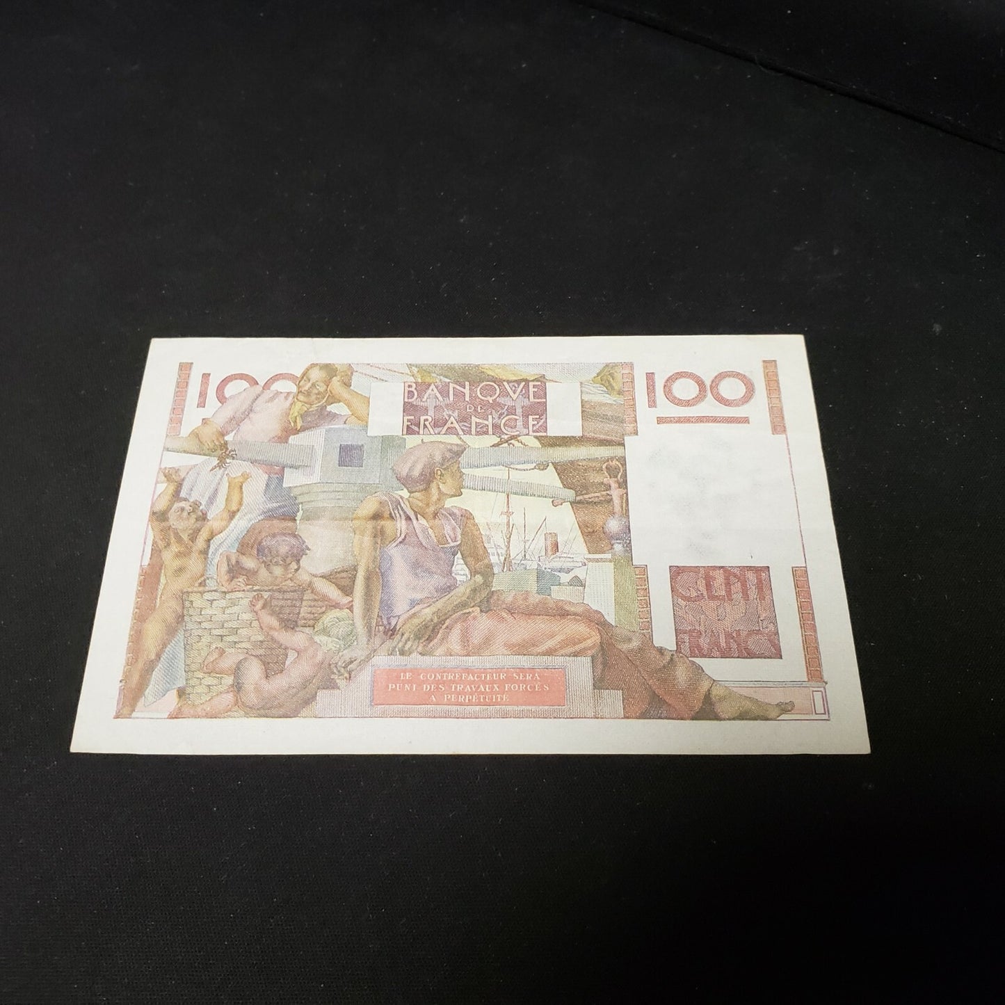 France 1950 100 Francs P-128C VF+ Pinhole