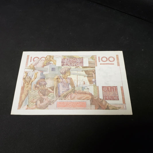 France 1950 100 Francs P-128C VF+ Pinhole