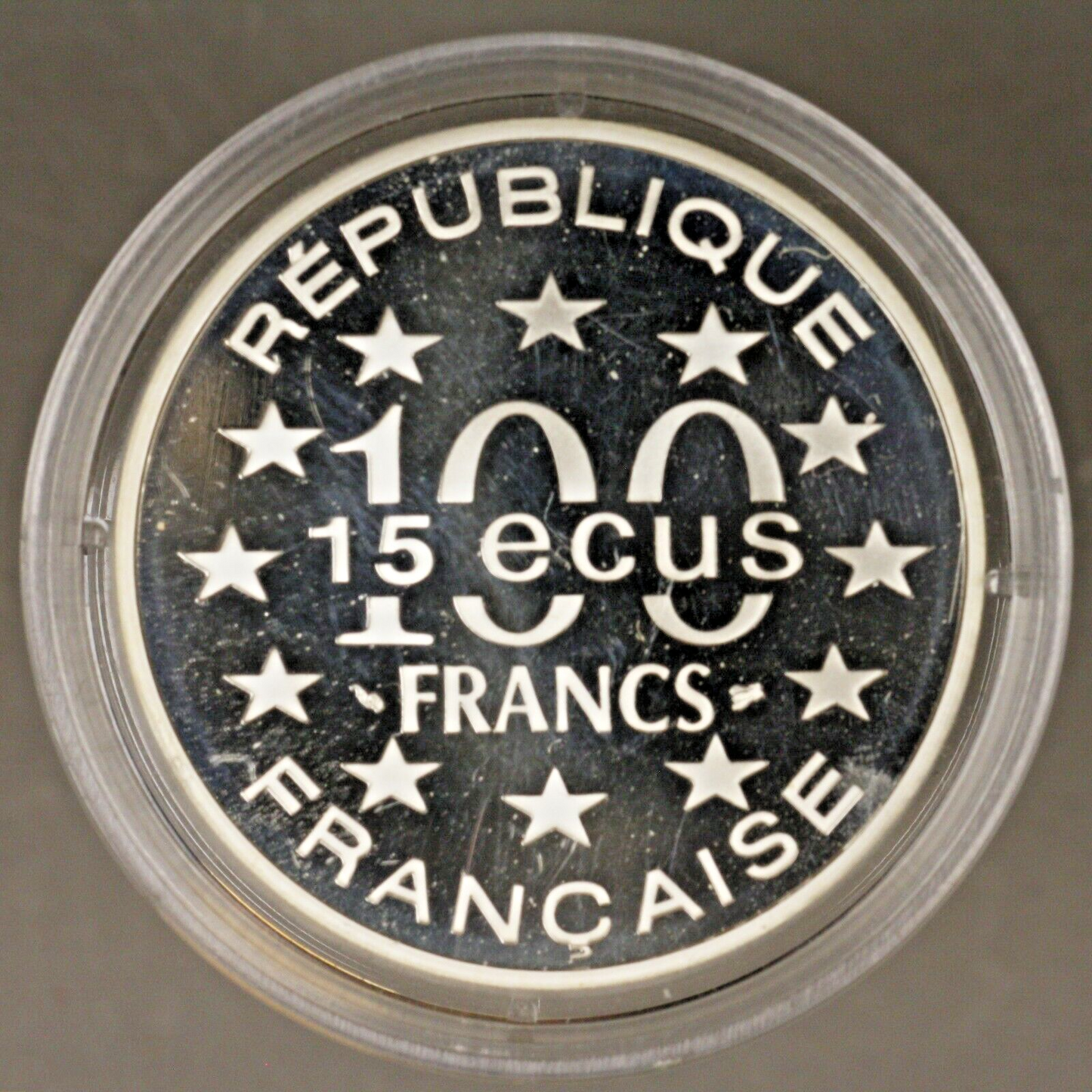 France 1994 15 ecus Place Saint Marc 100 Francs SILVER with Plastic Case