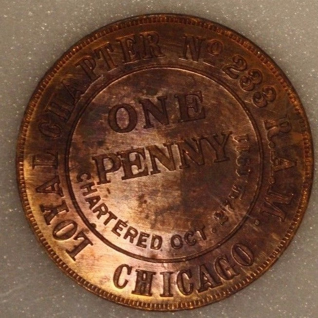 Lot Masonic Penny Tokens Illinois Certified Encapsulated