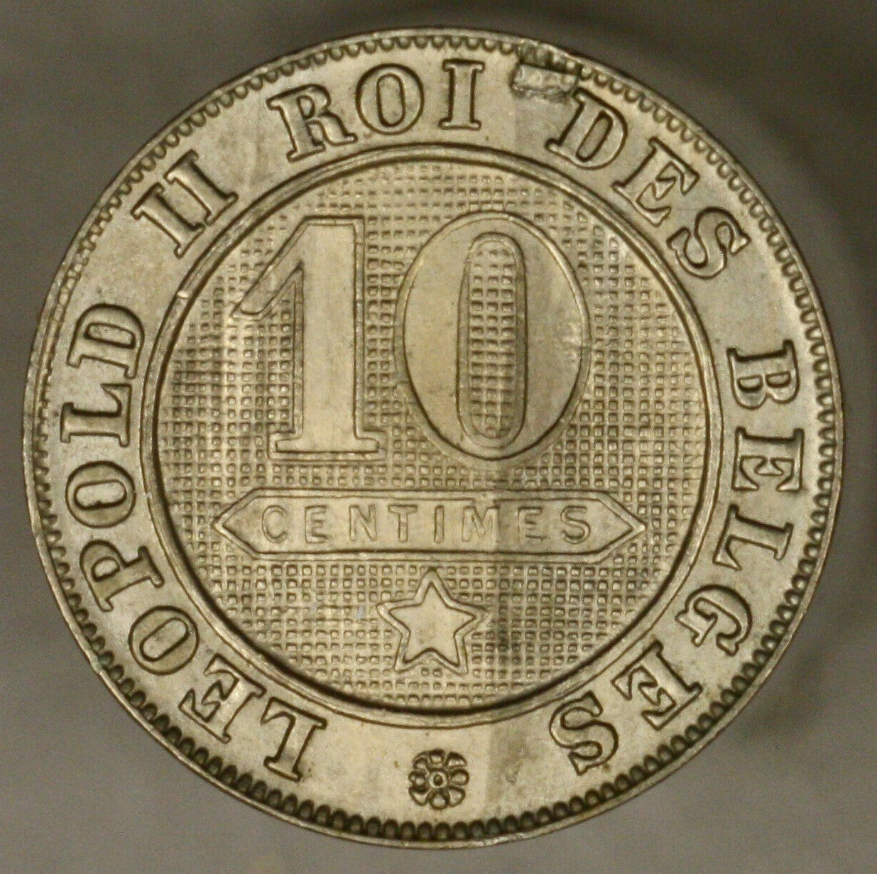 Belgium 1895 10 Centimes AU/ UNC Belges