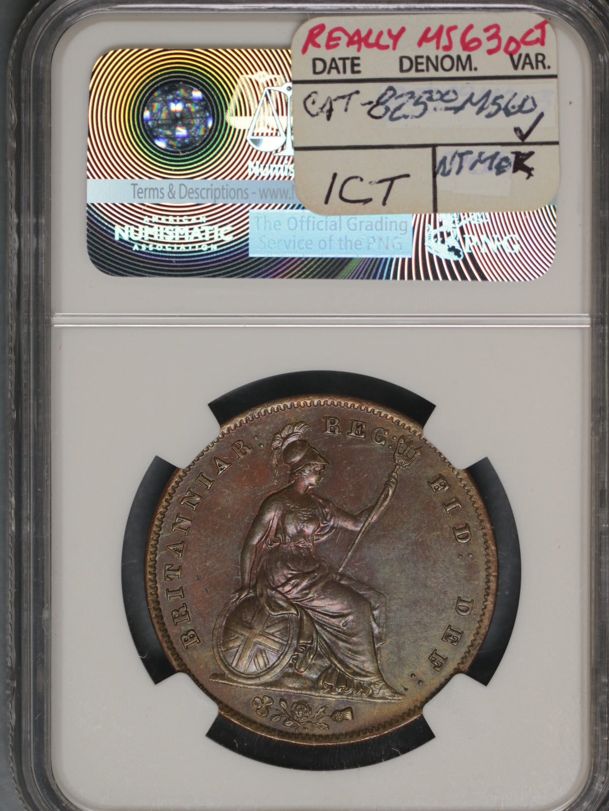 Great Britain 1844 Penny K-739 NGC AU58 BN