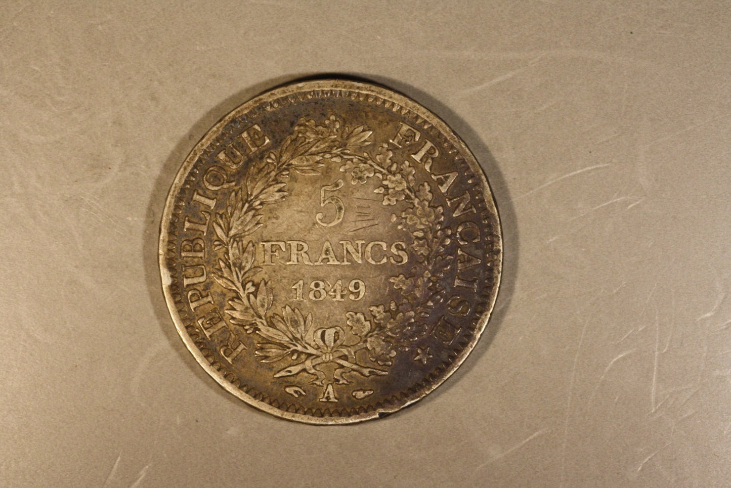 1849 A France 5 Francs 2nd Republic Dark    