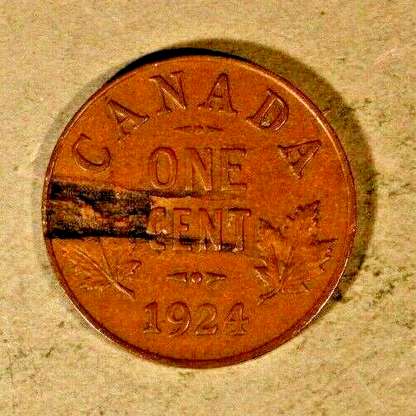 1924 Canada Small Cent Reverse Lamination Mint Error  