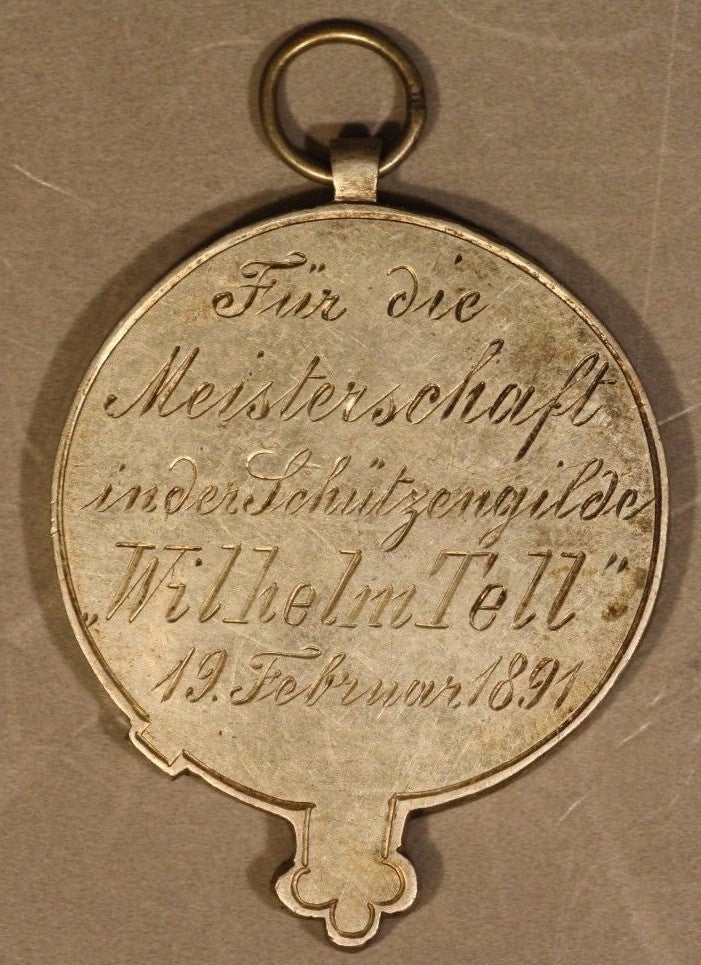 Protection Guild Wilhelm Tell 1891 Medal Reverse Engraving 