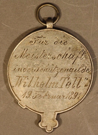 Protection Guild Wilhelm Tell 1891 Medal Reverse Engraving 