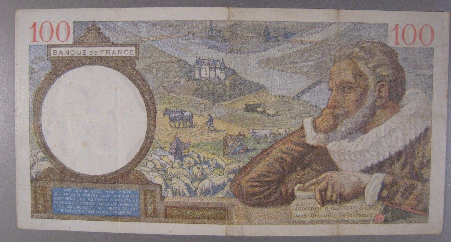 1940 France, Bank of, 100 Francs Circulated Nice   