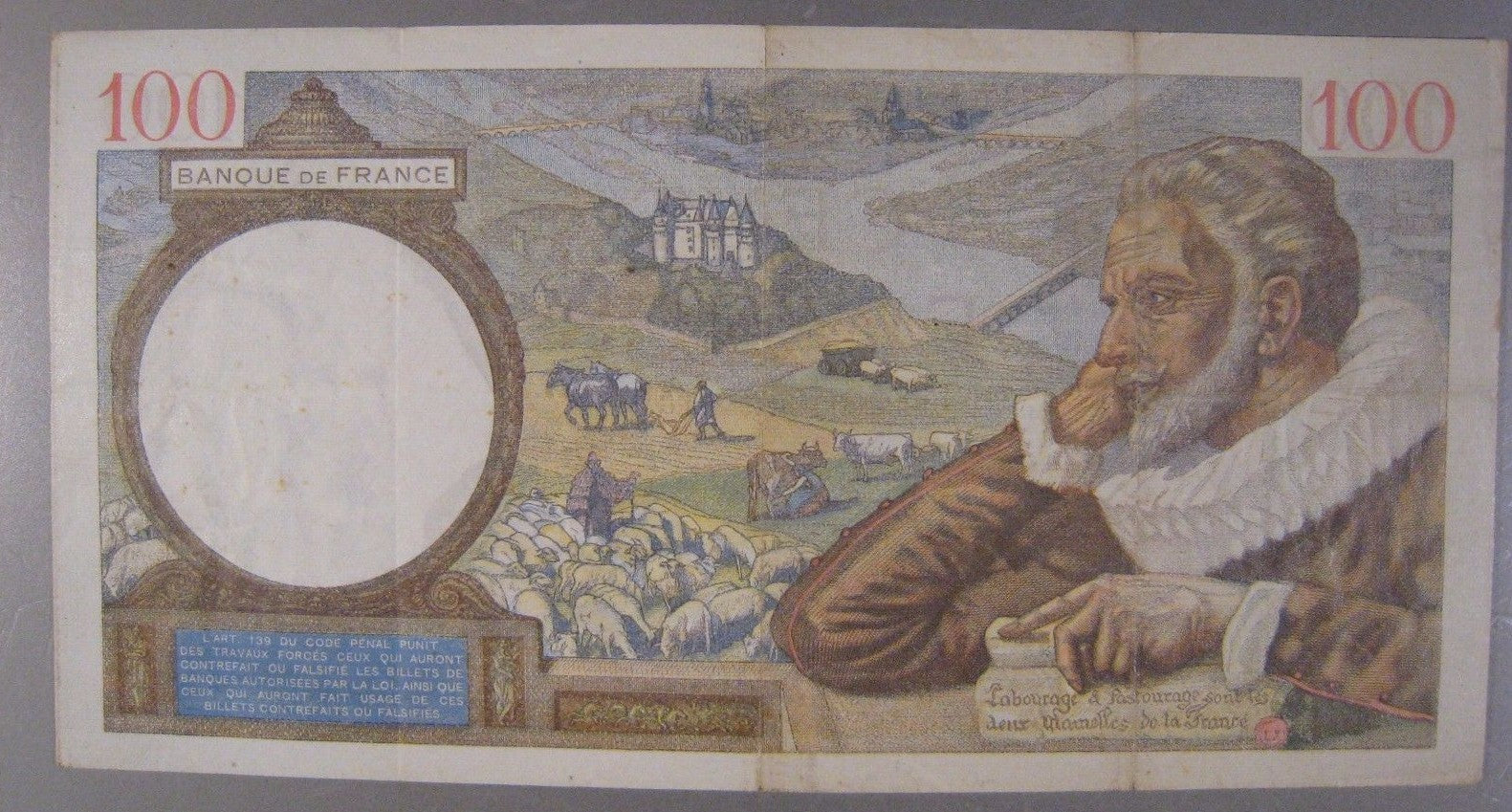 1940 France, Bank of, 100 Francs Circulated Nice   