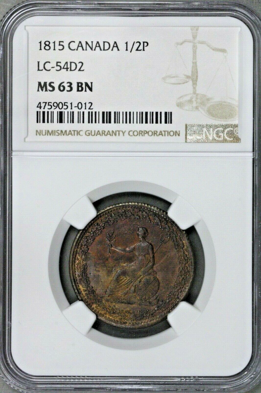 Canada 1815 Lower Canada 1/2 Penny NGC MS 63 BN   S327
