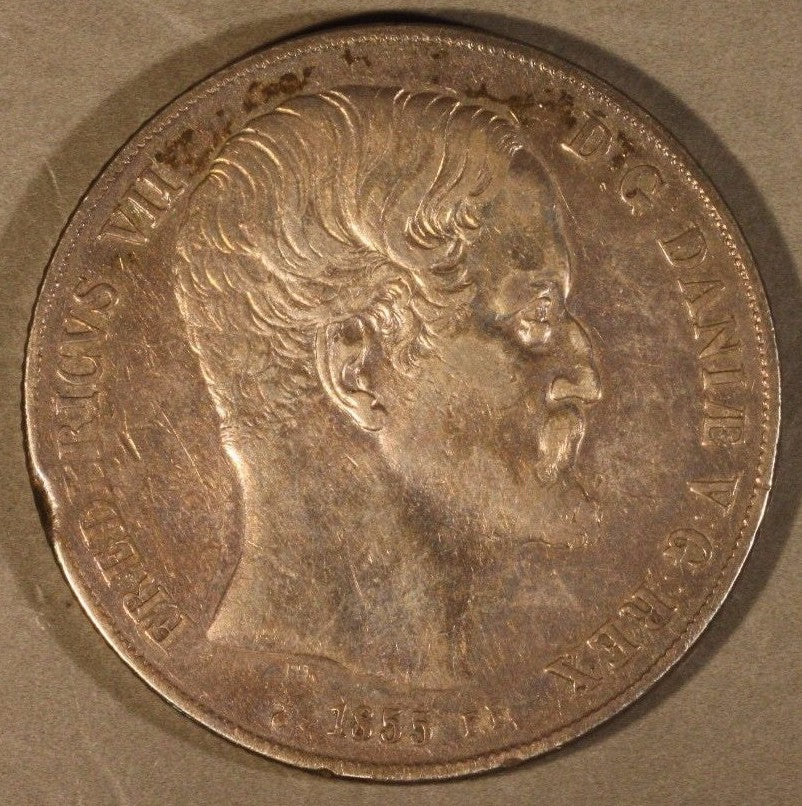 1855 PK FF Denmark 2 Rigsdaler, Extra Nice Detailed   