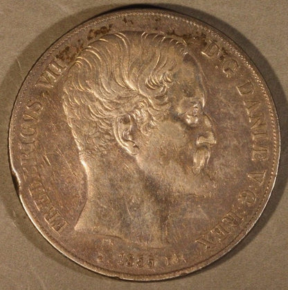 1855 PK FF Denmark 2 Rigsdaler, Extra Nice Detailed   