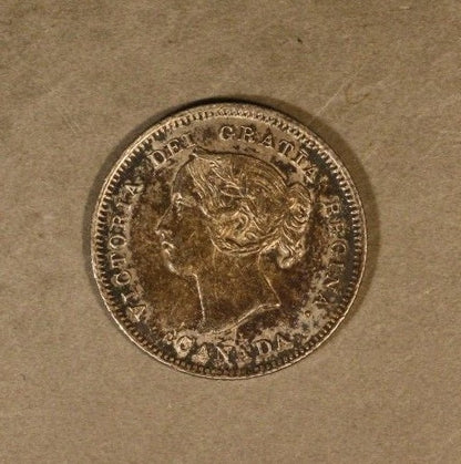 1901 Canada 5 Cents Silver Circulated Nice Toned      
