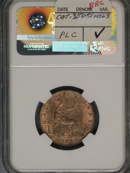 Great Britain 1887 1/2 Penny K-754 NGC MS62 RB