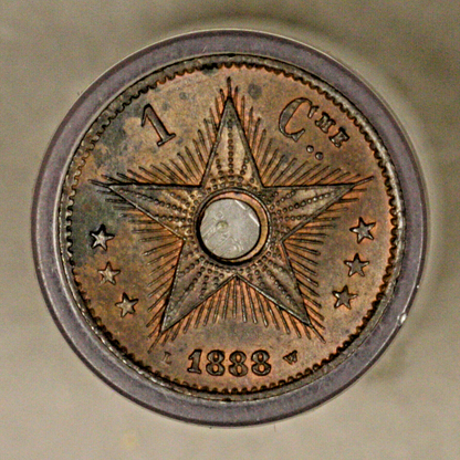 Congo Free State 1888 1 centimes red and brown UNC copper 