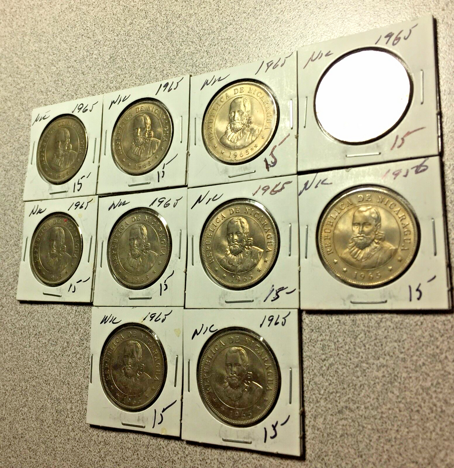 Lot of (10) 1965 NICARAGUA 50 Centavos   #A102 