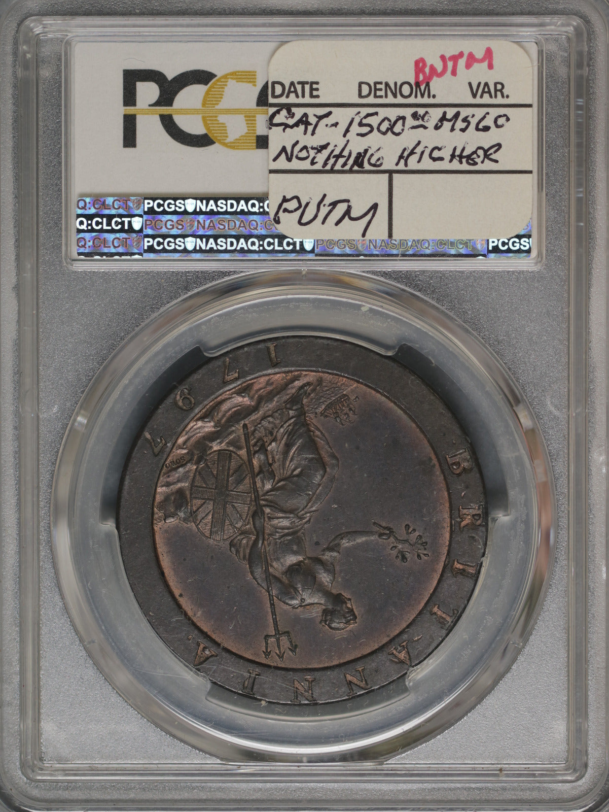 Great Britain 1797 Penny S-3777 PCGS MS63 BN 10 LEAVES