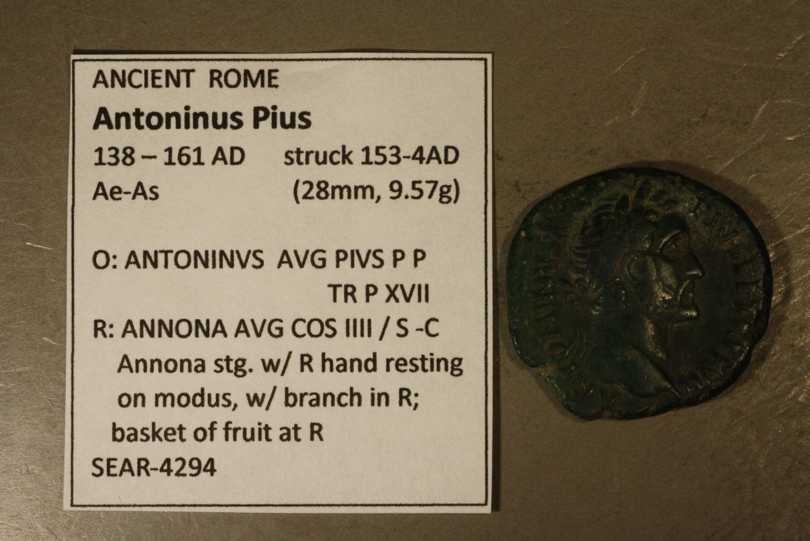 ANCIENT ROME Antoninus Pius 138-161 AD Bronze Denarius ROME MINT   #B201