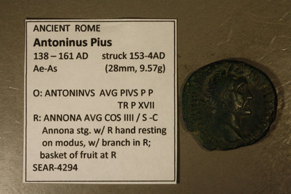 ANCIENT ROME Antoninus Pius 138-161 AD Bronze Denarius ROME MINT   #B201