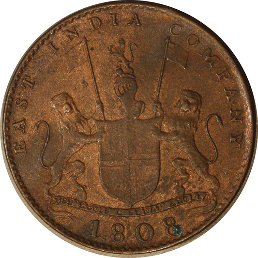 India Madras Presidency 1808 10 Cash KM-320 Stain 