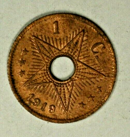 Belgian Congo Centime 1919  Reddish UNC  A1907