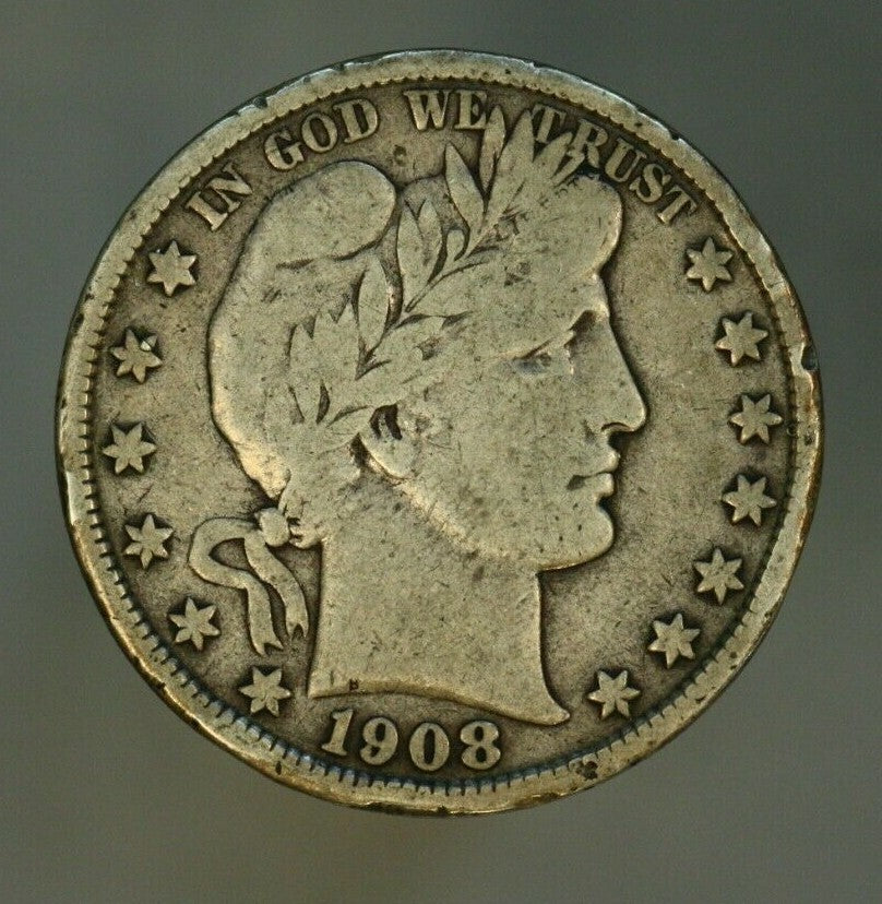 1908 D Barber Half Dollar Rim Issues United States U099