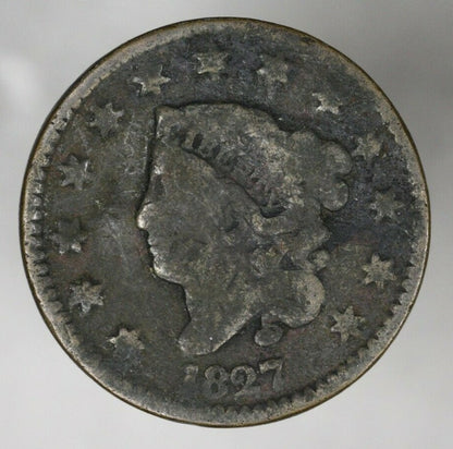 US 1827 Coronet Head Large Cent   A3127