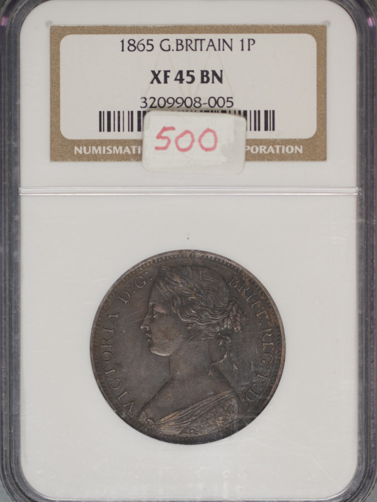 Great Britain 1865 Penny K-749.2 NGC XF45 BN