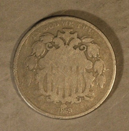 1869 Shield Nickel Circulated     