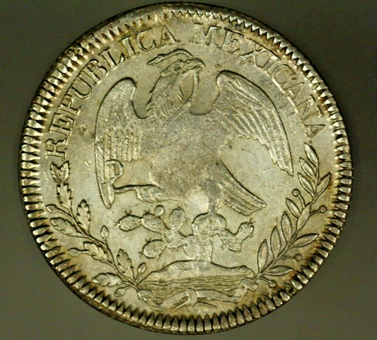 Mexico Silver 8 Reales 1843 Zs OM Weakly Struck AU    A790
