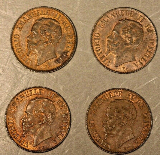 Lot of 4 1867M Italy Centesimo High Grade