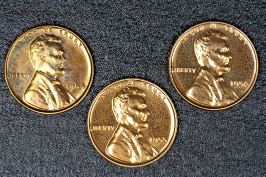 US 1954-1956 Lincoln Wheat Penny Proofs Lot of 3  A2646