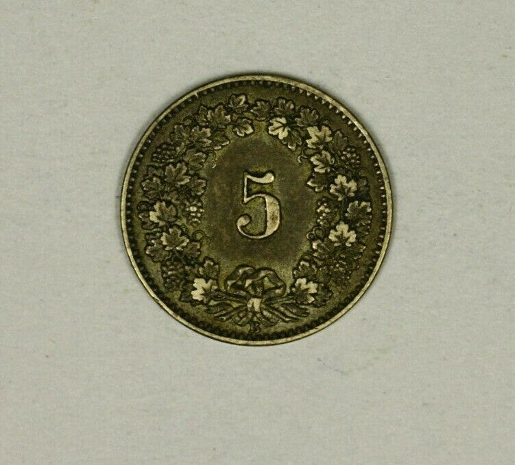 Switzerland 5 Rappen 1872-B  VF/XF   A1042