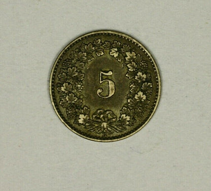 Switzerland 5 Rappen 1872-B  VF/XF   A1042