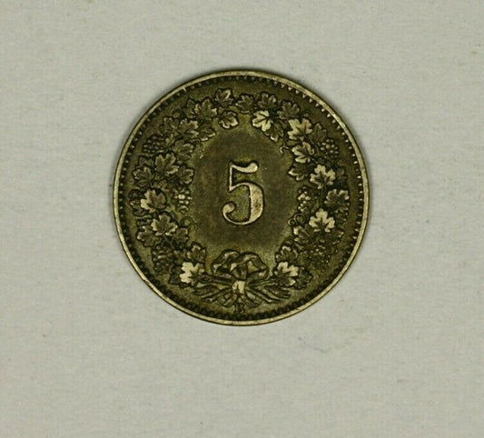 Switzerland 5 Rappen 1872-B  VF/XF   A1042