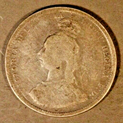1889 Great Britain Silver Shilling Small Bust Very Rare