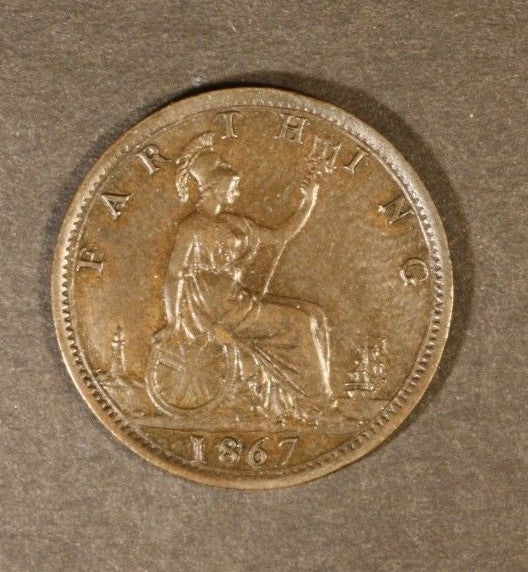 1867 Great Britain Farthing Nice Details       
