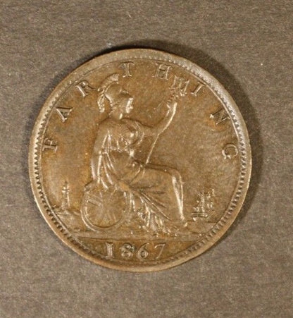 1867 Great Britain Farthing Nice Details       