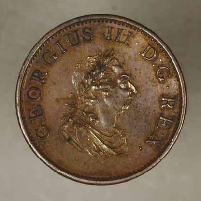 Ireland 1805 half 1/2 Penny Unc beautiful toning 