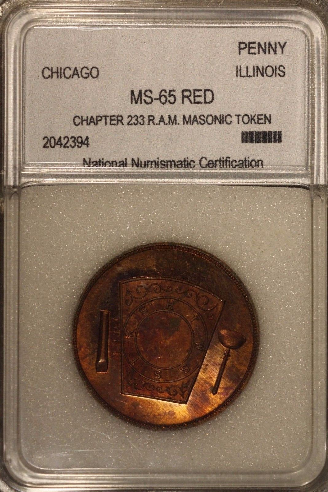 Lot Masonic Penny Tokens Illinois Certified Encapsulated