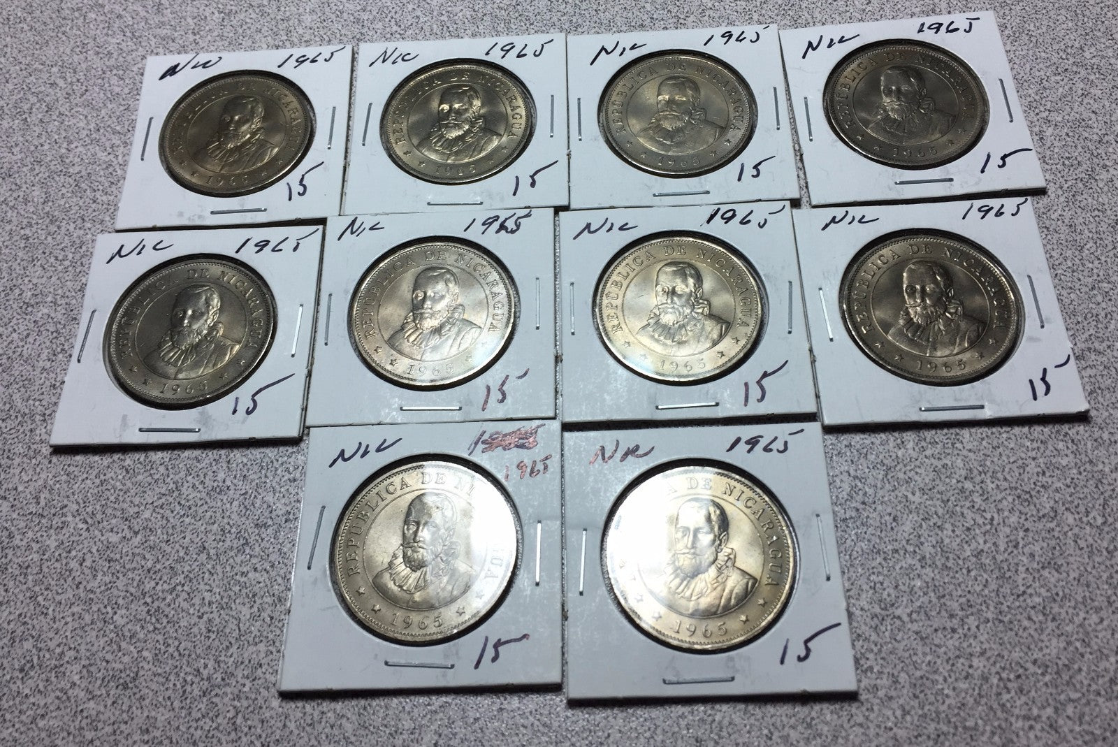 Lot of (10) 1965 NICARAGUA 50 Centavos   #A101 