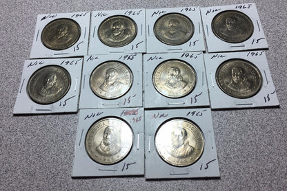 Lot of (10) 1965 NICARAGUA 50 Centavos   #A101 