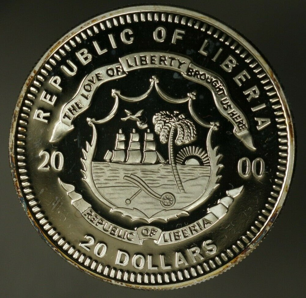 Liberia Silver Crown $20 2000  Olympic Hurdler  Proof  A1864