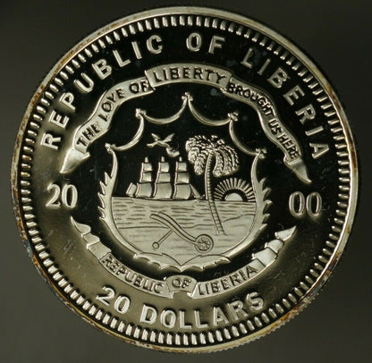 Liberia Silver Crown $20 2000  Olympic Hurdler  Proof  A1864