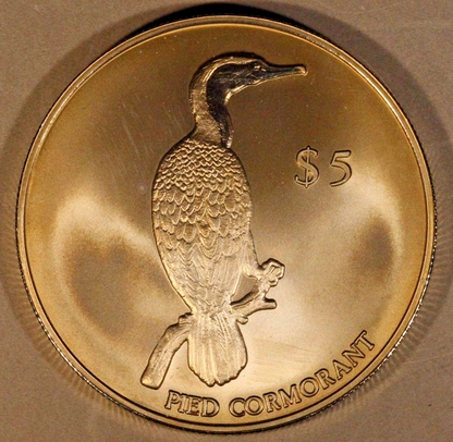 2000 New Zealand Reserve Bank, $5 BU Pied Cormorant Coin