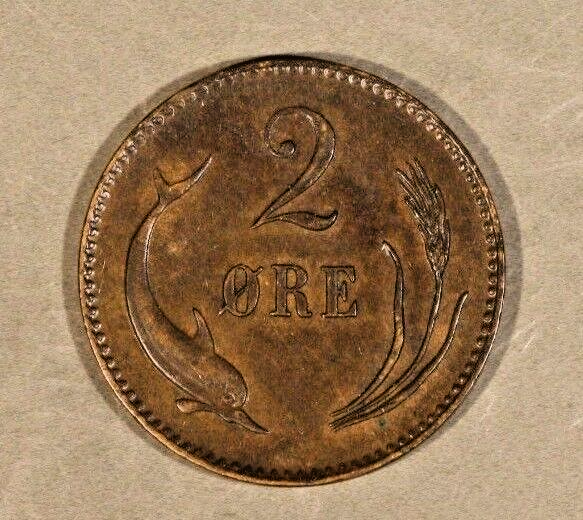 1880 CS Denmark 2 Ore Extra Nice Details      