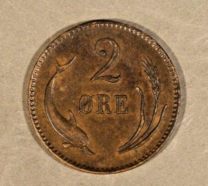 1880 CS Denmark 2 Ore Extra Nice Details      